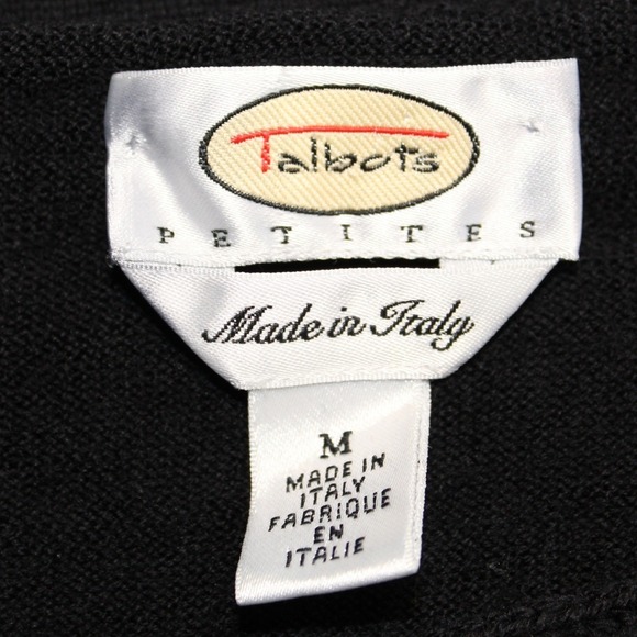 Vintage 90s Talbots Medium‎ $168 Made In Italy Black Merino Wool Fringe Sweater - Picture 3 of 11